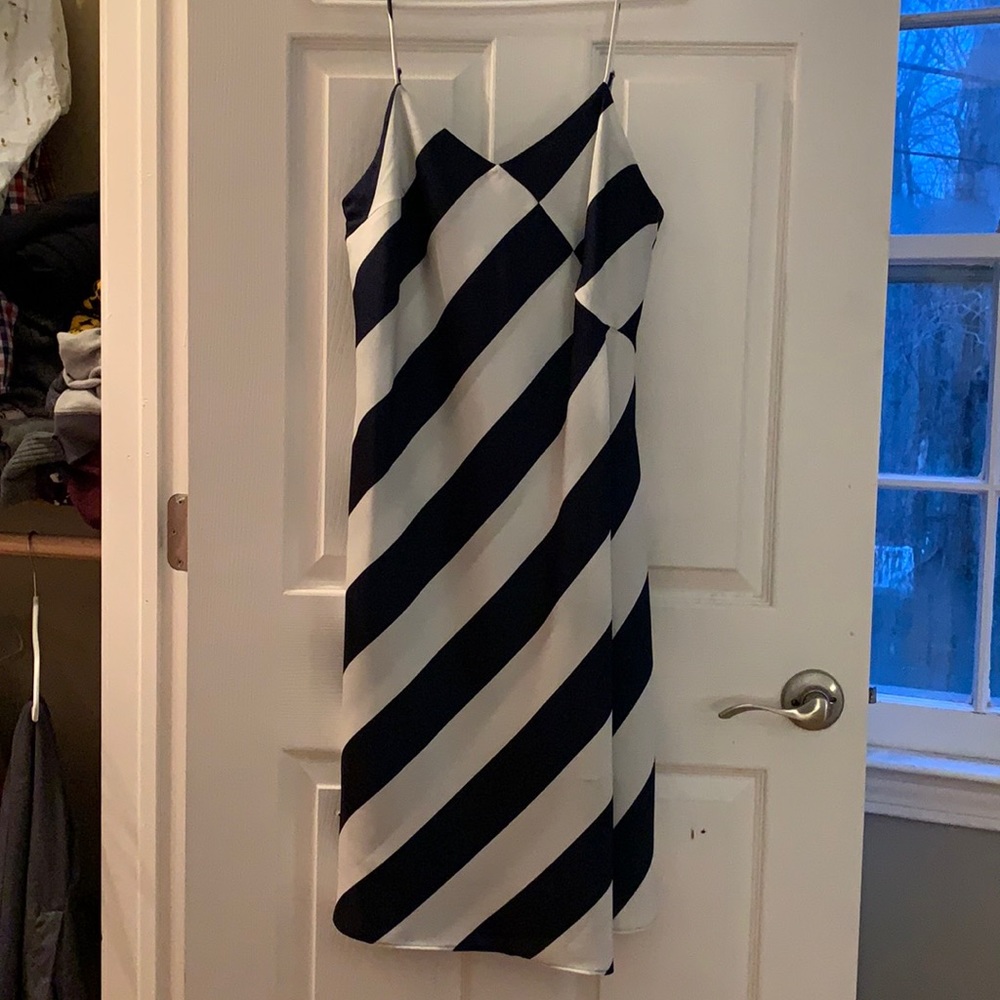 Spaghetti strap navy and white Banana Republic dress